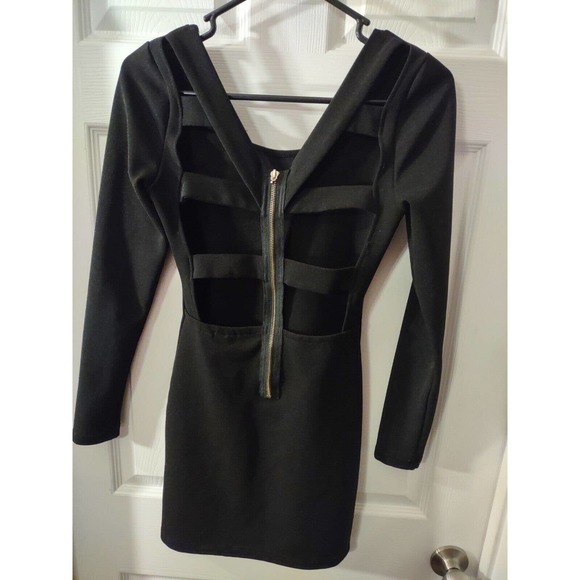 Mink Pink Dress Size S Black Cold Back Long Sleeve - Picture 2 of 8